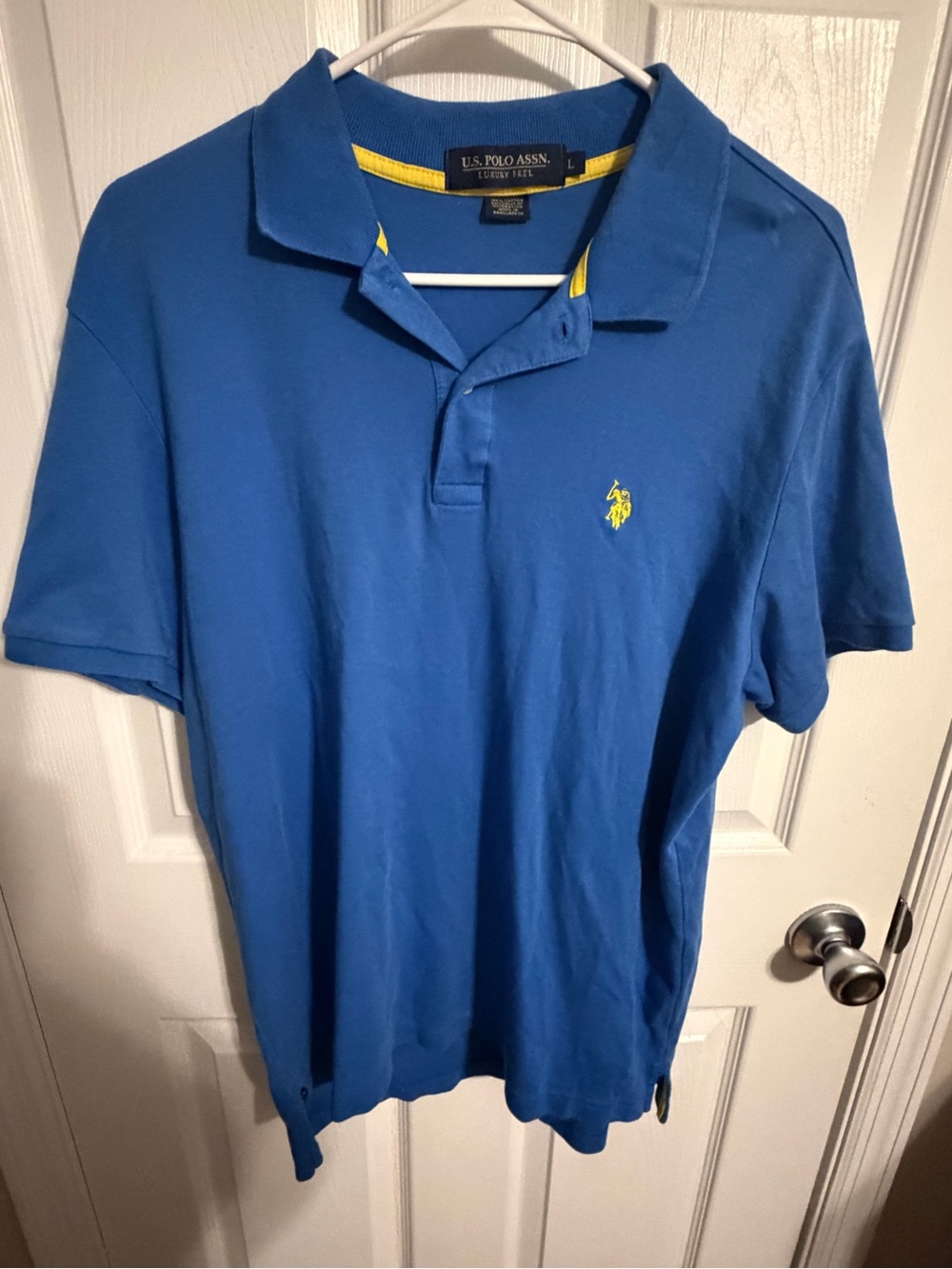 U.S. Polo Assn. Men’s Royal Blue Polo with Yellow Logo Accents